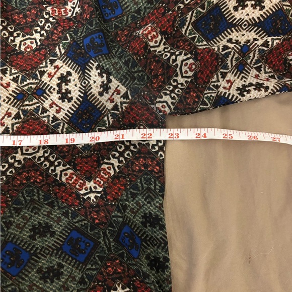 Zac & Rachel Blue and Brown Graphic 3/4 Sleeve Blouse - Picture 4 of 8